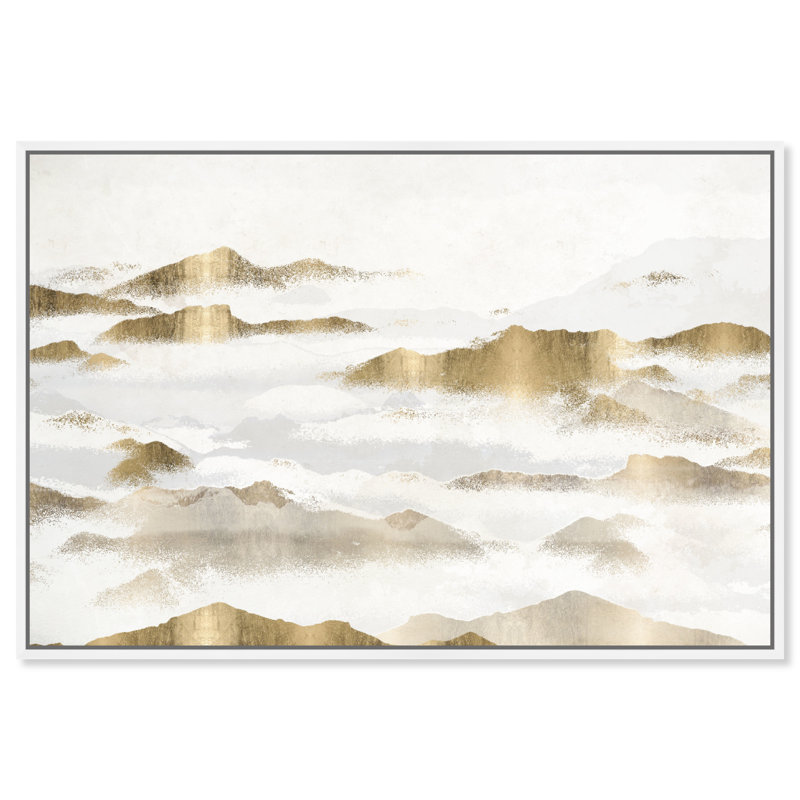 «Mountain of the Soul, Mountain Brushstroke Texture Modern Gold», reproduction sur toile, H 37 po x l 55 po