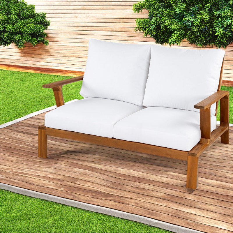 Canapés de patio confortables, ensemble moderne en bois d'acacia pour balcon de patio