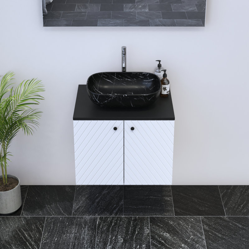 Karaya 23.6'' Single Bathroom Vanity with Top, Black, Black