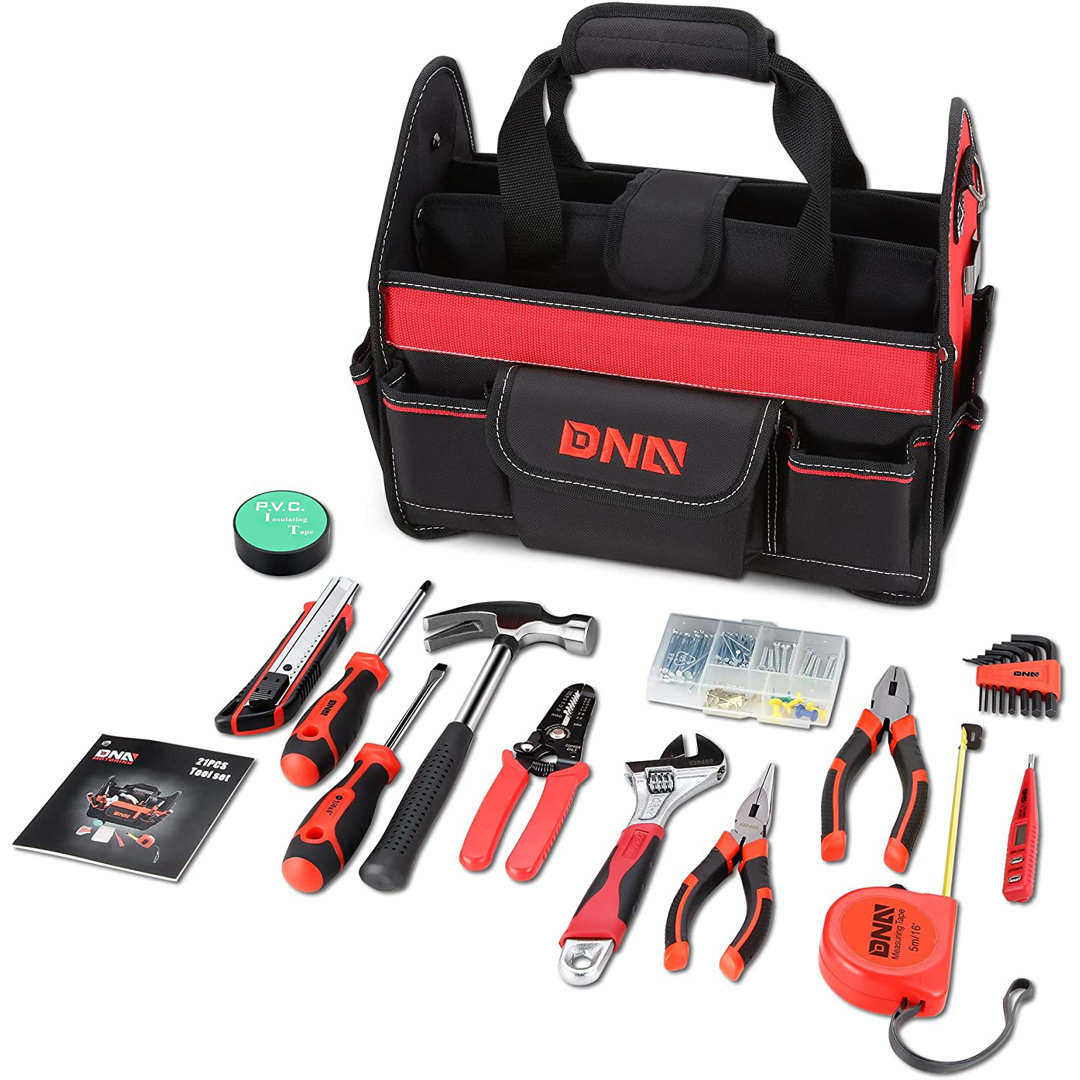 21 Piece Household Home Repairing Tool Set And Canvas Storage Bag DNA Motoring