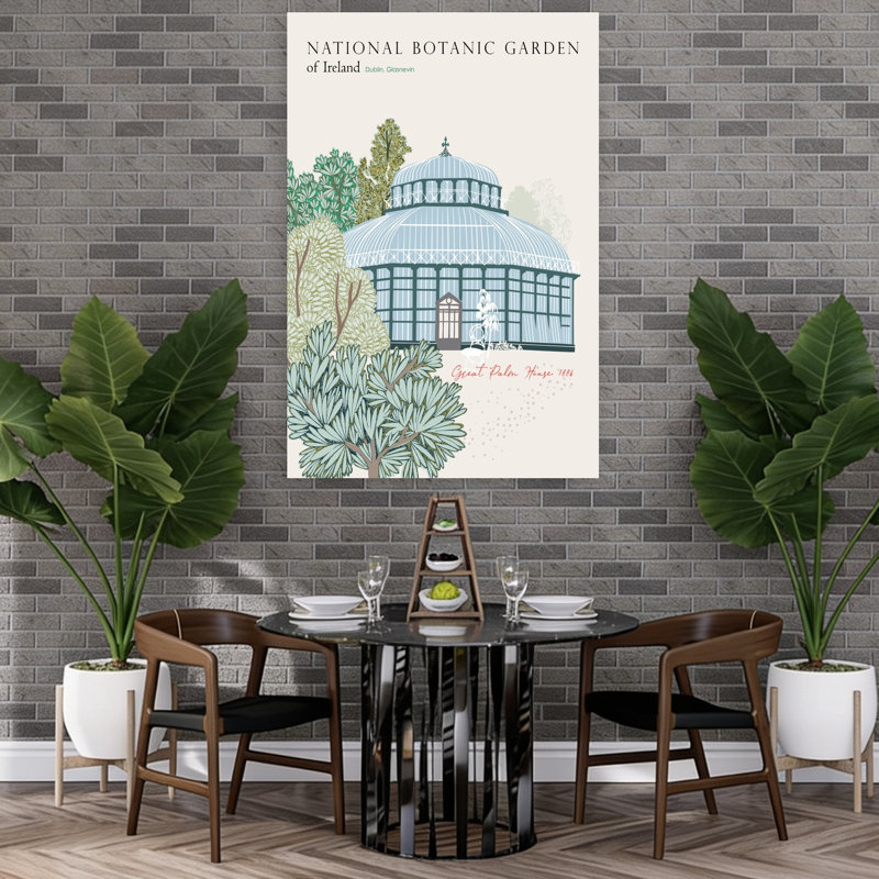 «Palm House Garden Elegant Peaceful Serene Palm Architecture Nature», reproduction d'art murale, H 60 po x l 40 po