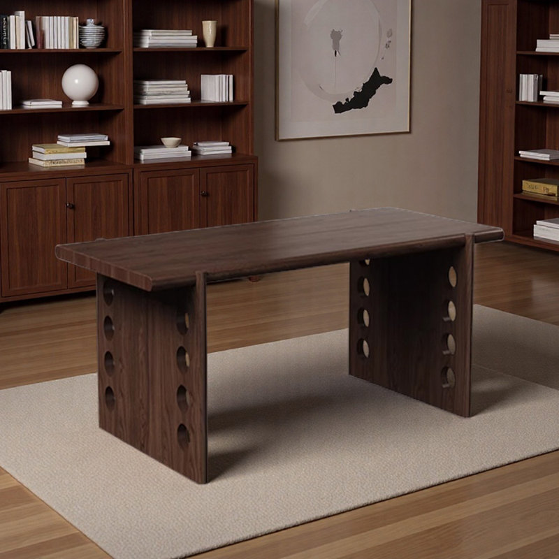 Bureau d'écriture en bois de frêne, H 29,52 po x l 55,11 po x P 27,55 po, Marron foncé