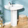 22" W x 17" D Pedestal Bathroom Sink Rectangular Vitreous China with Single Faucet Hole and Overflow