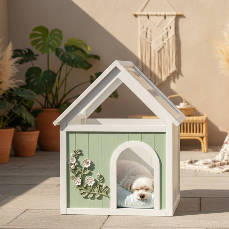 Maison pour chat en cèdre avec toit en acrylique transparent certifiée FSC - Maison pour petits chats et chiens