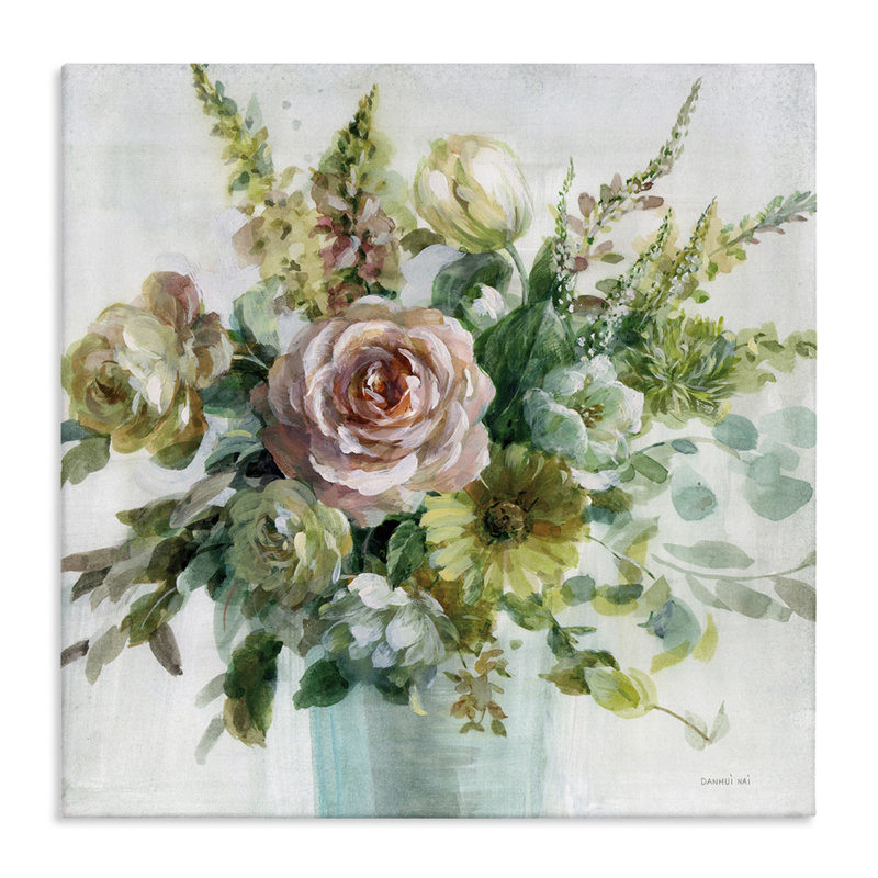 «Sage & Peach Flowers» par Danhui Nai, H 17 po x l 17 po