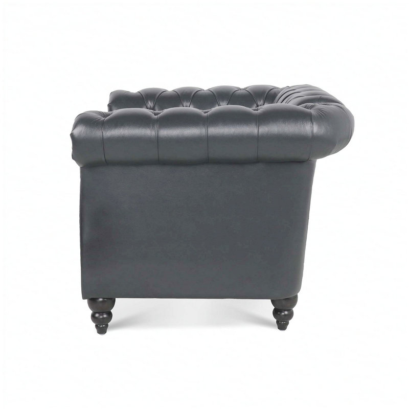 Fauteuil d'appoint pour salon, Similicuir noir, Noir