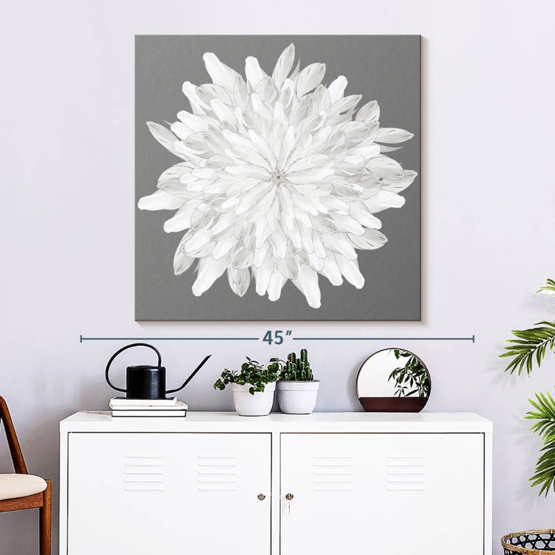 Florette à plumes blanches, H 33 po x l 33 po