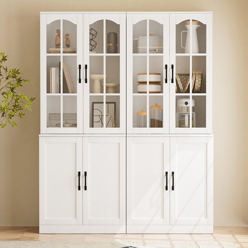 Garde-manger 71 po x l 23,6 po avec bibliothèques et huche de porte en verre