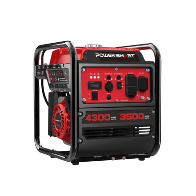 PowerSmart 4300W Start Rated / 3500W Running Rated Inverter Gas Generator, 223cc Engine, 120V Outlets, 30A RV Ready Receptacle, VFT Display, Open Frame Generator for Outdoor Use