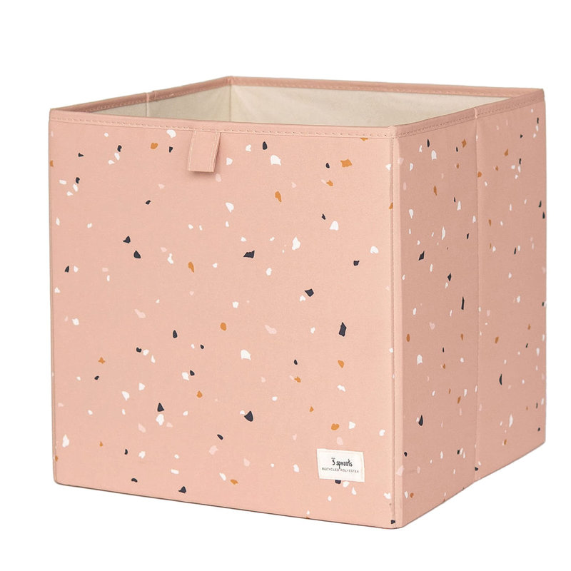 3 Sprouts Recycled Fabric Storage Cube Box Container Organizer - Green Terrazzo, Clay