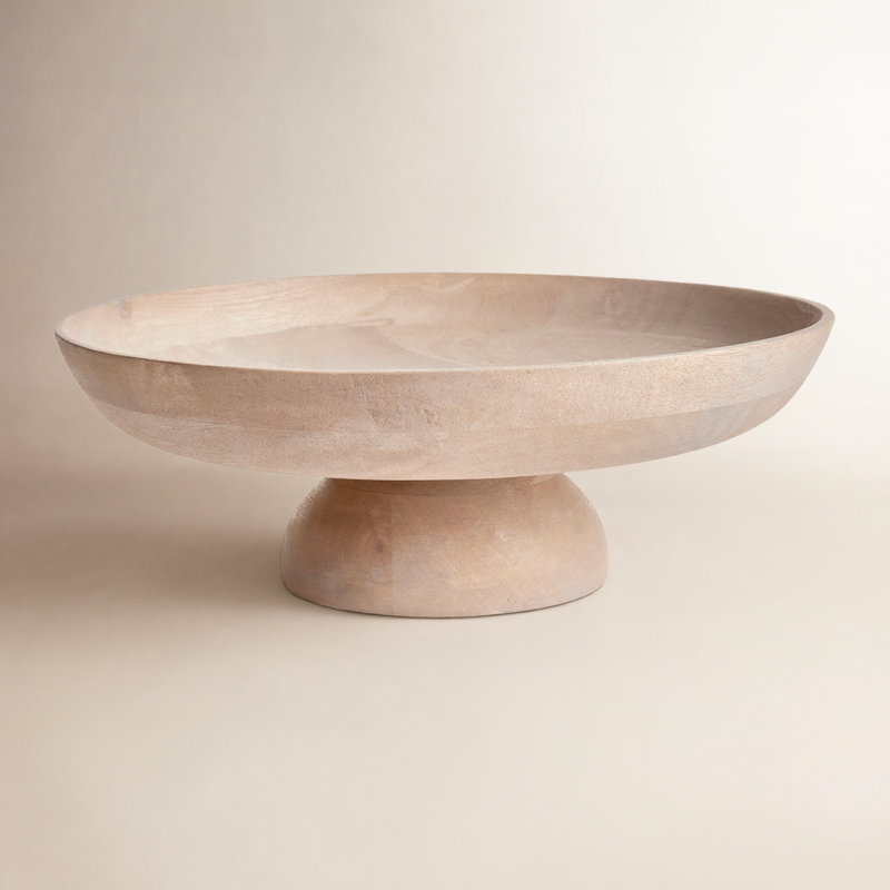 Wood Serving Bowl, White Washed
