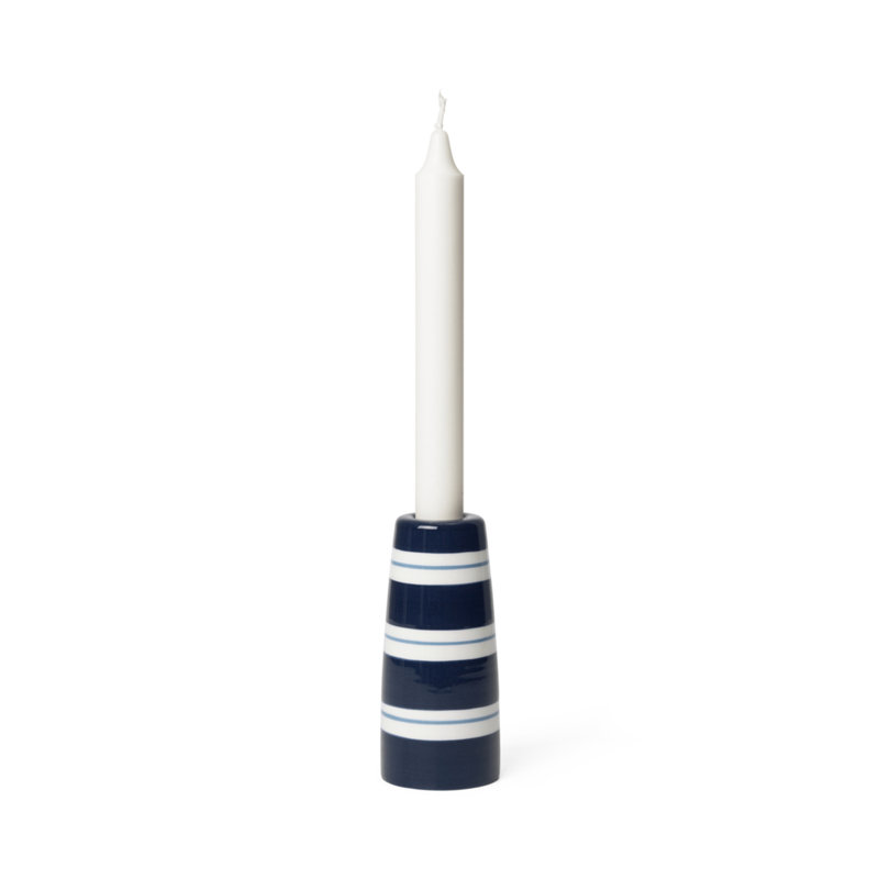 Bougeoir de table en grès, H 4,7 po x l 2,2 po x P 2,2 po, Bleu très foncé