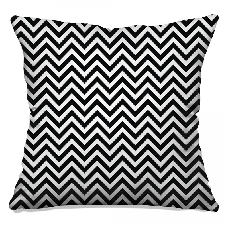 Black White Zigzag Double Sided Throw Pillows, 18 x 18 inches