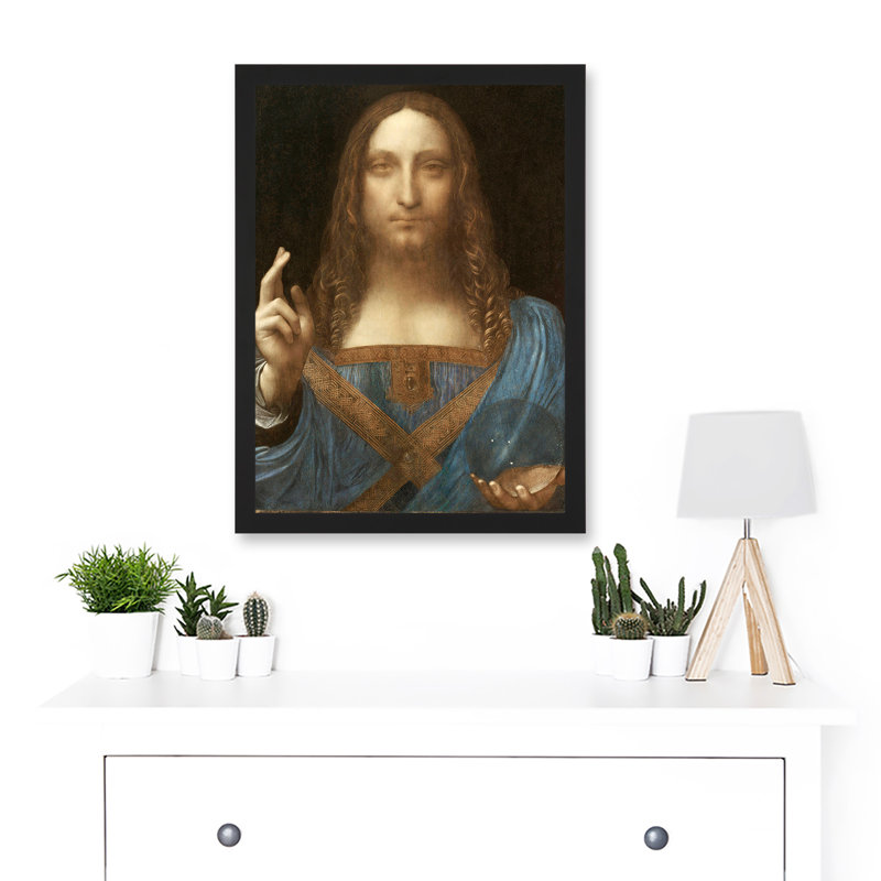 Salvator Mundi World Saviour Jesus Christ by Leonardo Da Vinci - Single Picture Frame Painting