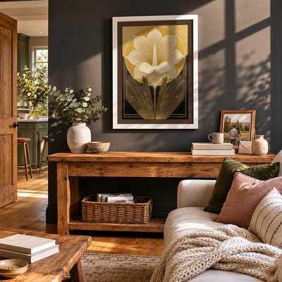 Lotus Deco Art Deco - Framed Print