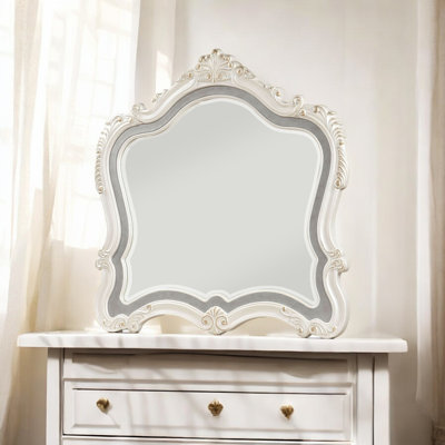 Miroir blanc perle