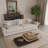 62.99''Modern Solid Wood Coffee Table – Multi-Tier Walnut Design, Mid-Century Style,Full Assembly
