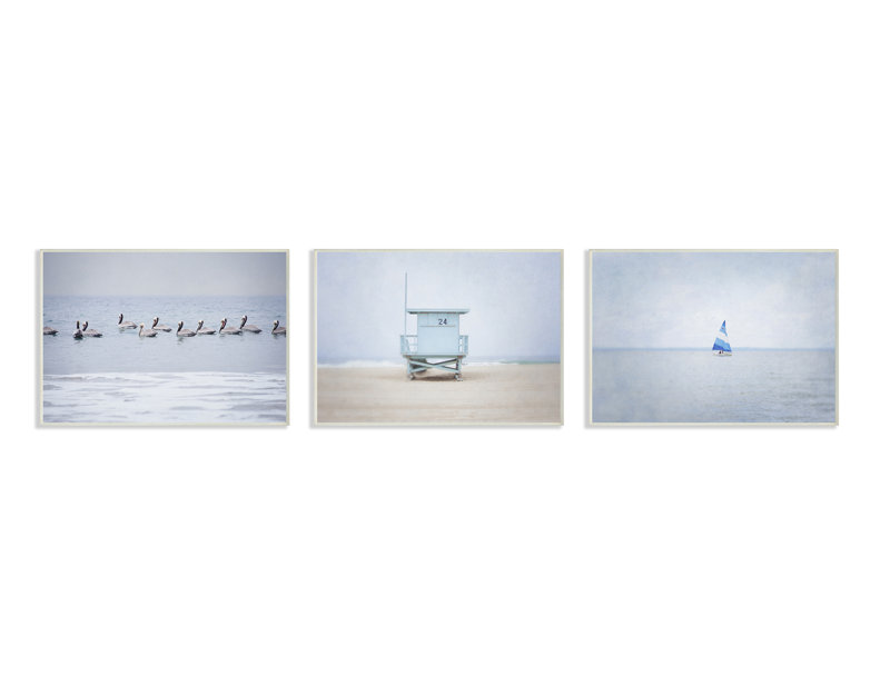 « misty matin ocean ocean shack bateau », reproduction de photo, H 10 po x l 15 po x P 0,5 po, Plaque murale