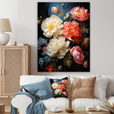 Œillets roses en fleurs - art mural floral abstrait