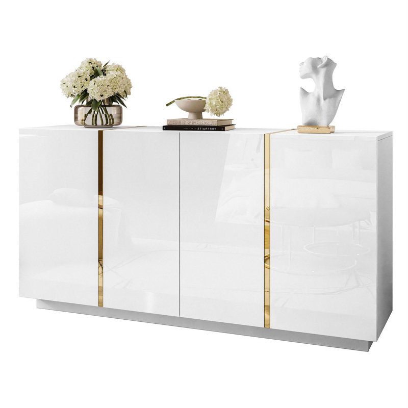 Sideboard ONYX 4D 158 cm white/ white gloss, White Gloss