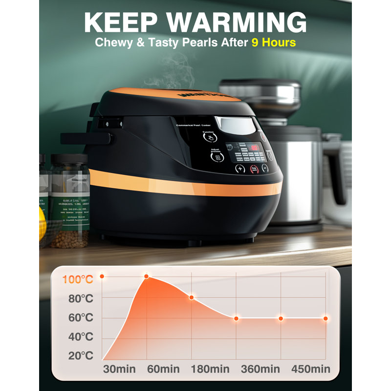 Réchaud commercial automatique de 8 l avec système de température intelligent 1350 W WantJoin, Noir / brun, 9,5 pintes