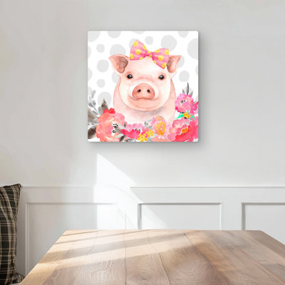 Pretty Pig - Illustrative Animals Metal Print for Home Decor