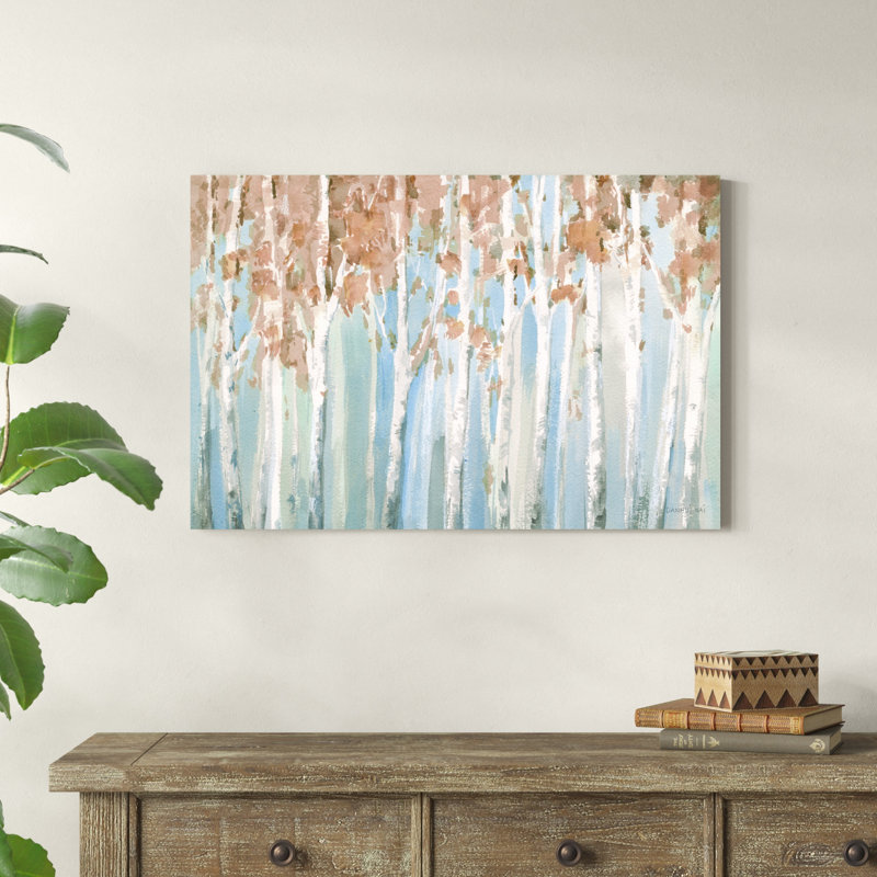 " Fall Birches " by Danhui Nai Painting Print, 24" H x 36" W