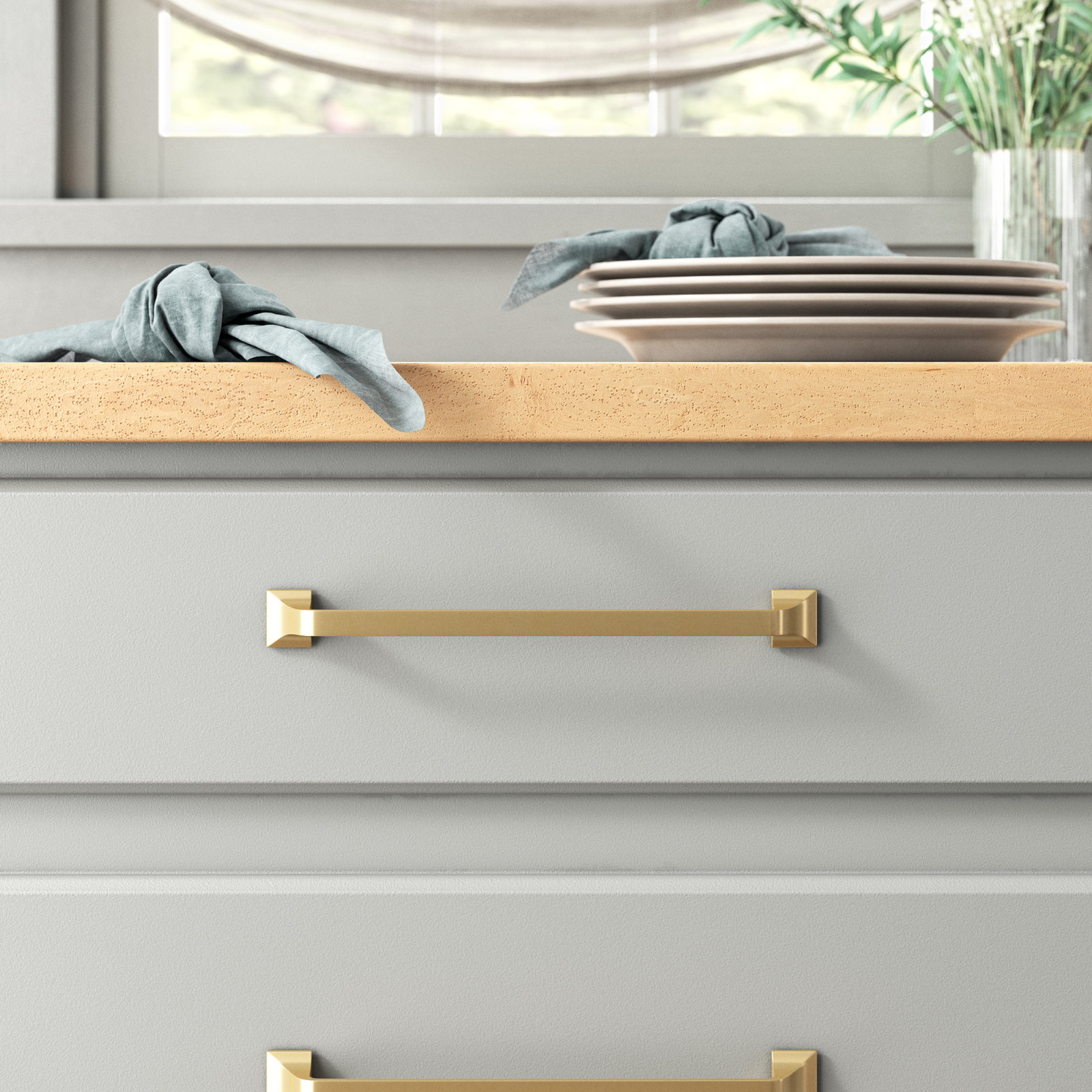 Forge Collection Pull - Farmhouse Hardware for Drawers & Cabinets, Brushed Golden Brass, 12"