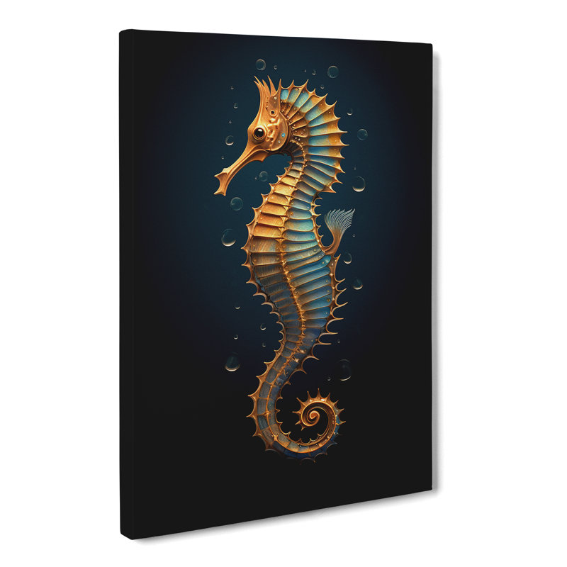Seahorse Minimalism Art - Wrapped Canvas, 76cm H x 50cm W x 3cm D