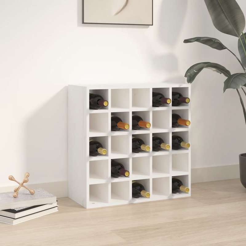 Labors 25 Bottle Solid Wood Floor Wine Bottle Rack, White