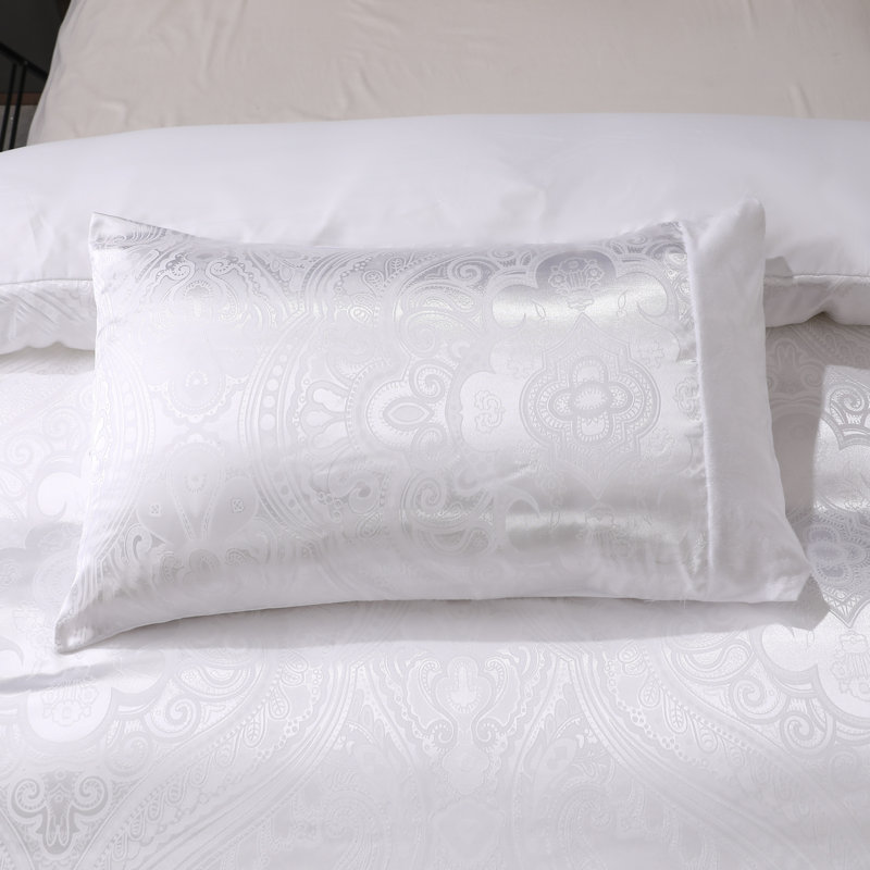 Garica Polyester Solid Colour Duvet Cover Set with Pillowcases Included, White, Double