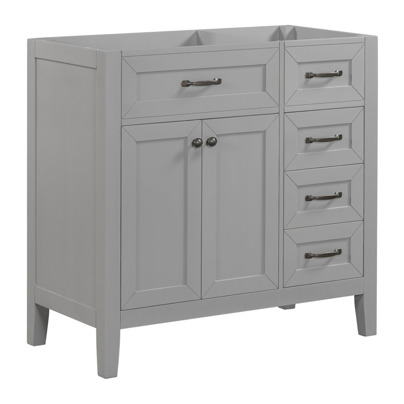 36" Bathroom Vanity Without Sink, Grey, Black