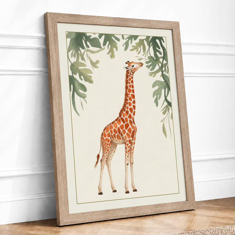Giraffe Reaching High Boho - Print, Oak, A4 - 29.7 x 21.0 cm