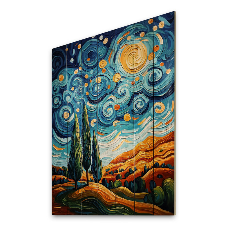 Forêt d'automne en bois par Vincent I - Vangogh, paysage, art mural en bois sur bois de pin naturel, H 44 po x l 34 po