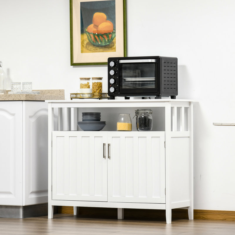 Buffet avec 2 portes et tablettes réglables, blanc - Abondance d'espace pour les assiettes