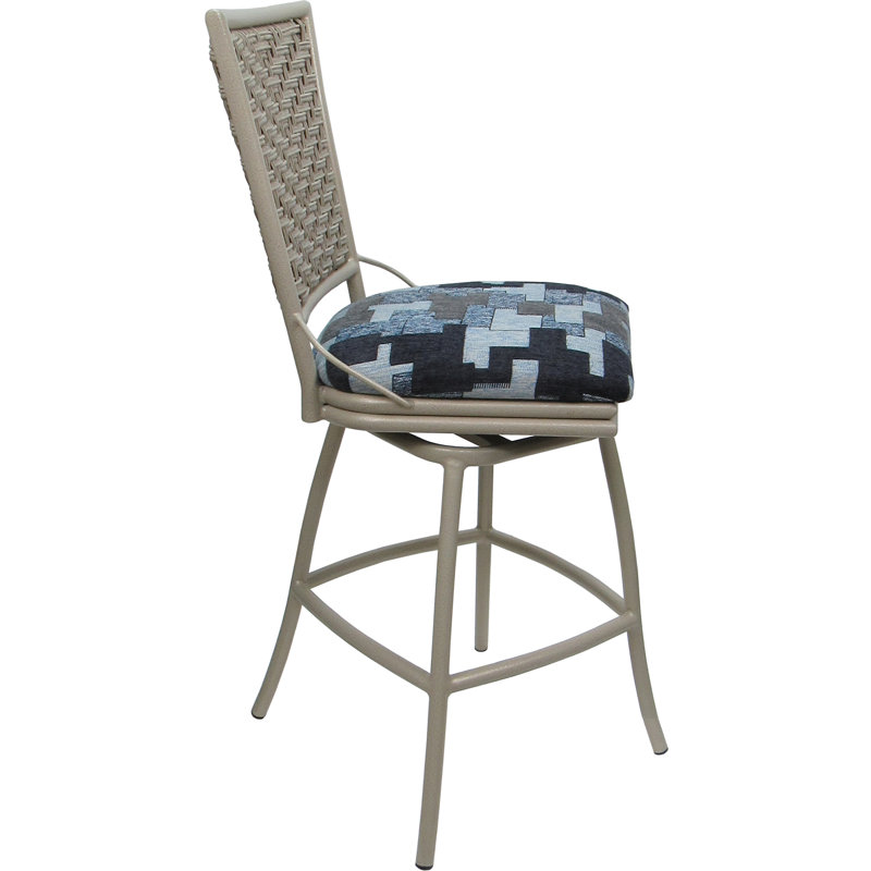 Tabouret de bar d'extérieur d'intérieur 26 po sans accoudoirs, Marine, Beige