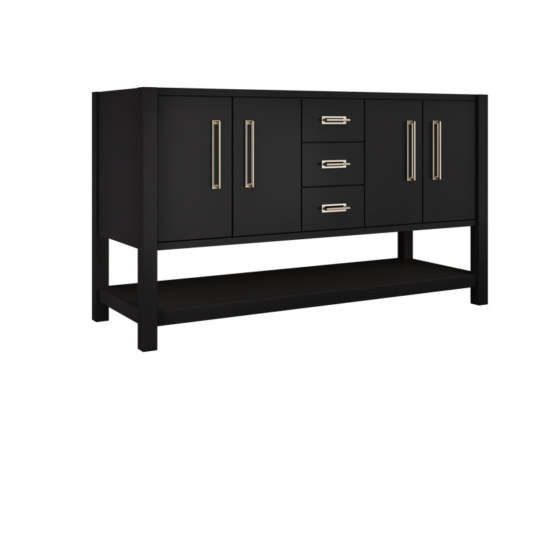 Kiawah Double Bath Vanity, Noir, Satin Nickel, 60"