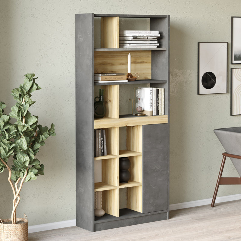 Bibliothèque standard H 66,9 po x l 29,8 po, Argent / brun