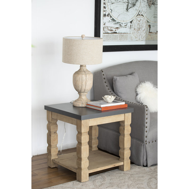 Table d'appoint en bois et en bois 23,8 x 23,8 x 24 po Modern Modern Rustic