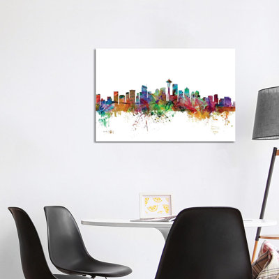 Seattle, Washington Skyline by Michael Tompsett - 1 Piece Wrapped Canvas Wall Art