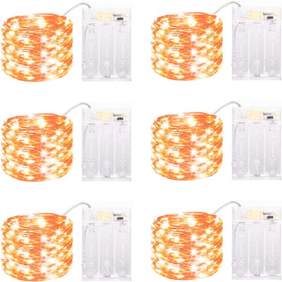 6 Pack LED Fairy Lights Battery Operated With Timer,  40LED Waterproof Firefly Lights Silver Wire Mini Twinkle String Lights For Wedding Christmas Birthday Party Mason Jar Decorations