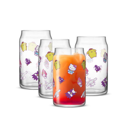 Hello Kitty & Friends Character Toss Can Glasses, 16oz set of 4