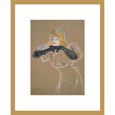 Yvette Guilbert (1867-1944) chantant «Linger Longer Loo» par Henri de Toulouse-Lautrec, impression giclée encadrée
