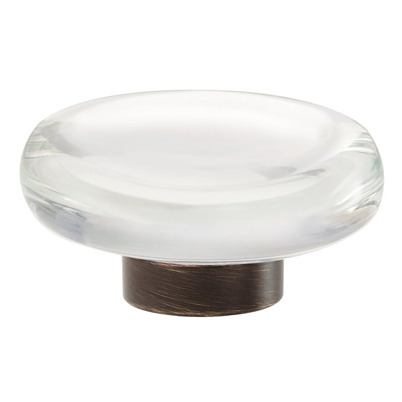 Oversized Glacio 1 3/4" Diameter Mushroom Knob, Clear Crystal/Oil Rubbed Bronze