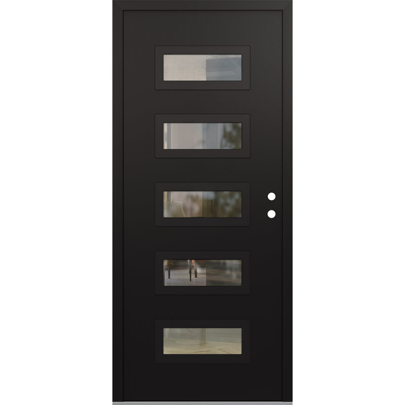 D1 36 po. X 80 po Panneau d'entrée en acier noir et noir, S'ouvre à gauche vers l'intérieur, L 36 po x H 80 po
