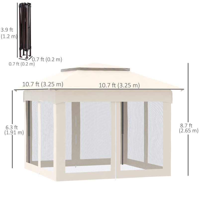 11 Ft. W x 11 Ft. D Steel Patio Gazebo, Beige