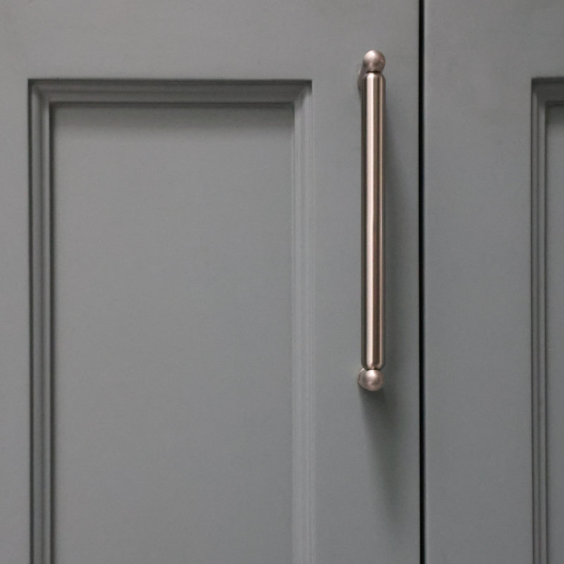 Poignée d'armoire moletée, 4", Nickel satiné