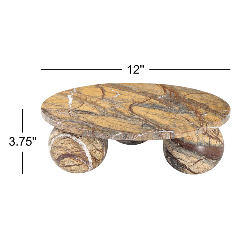 Marlow Marble Plate Large (Brown), 3.75" H x 12" W x 12" D
