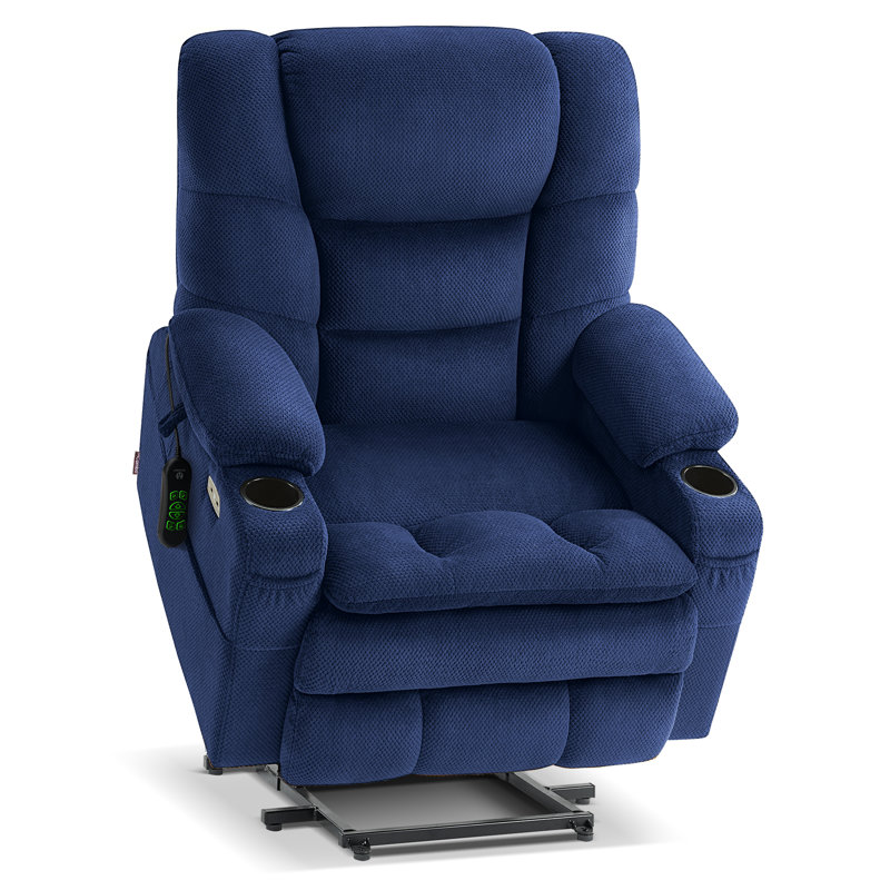 Fauteuil inclinable électrique à deux moteurs avec appui-tête réglable, massage par vibration et chauffage, Marine