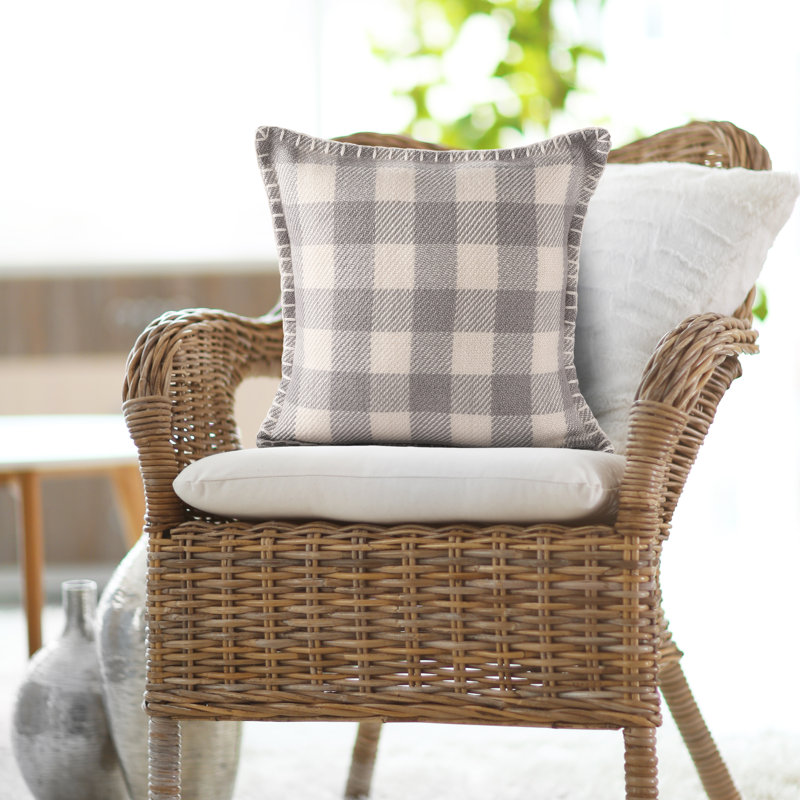 Housse de coussin Kjellfrid, Gris clair/Ivoire, polyester